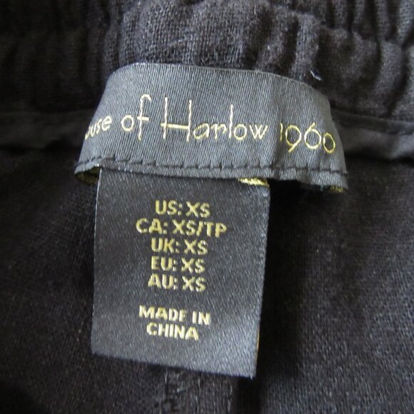 House of Harlow Black & White Embroidered Palazzo XS Wide Leg Drawstring Pants - Picture 4 of 6